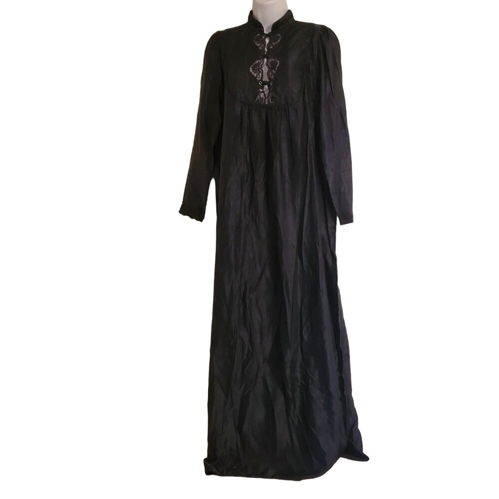 Lily of‎ France S Black Nightgown Lingerie Peignoir Goth Vintage Steampunk Dark